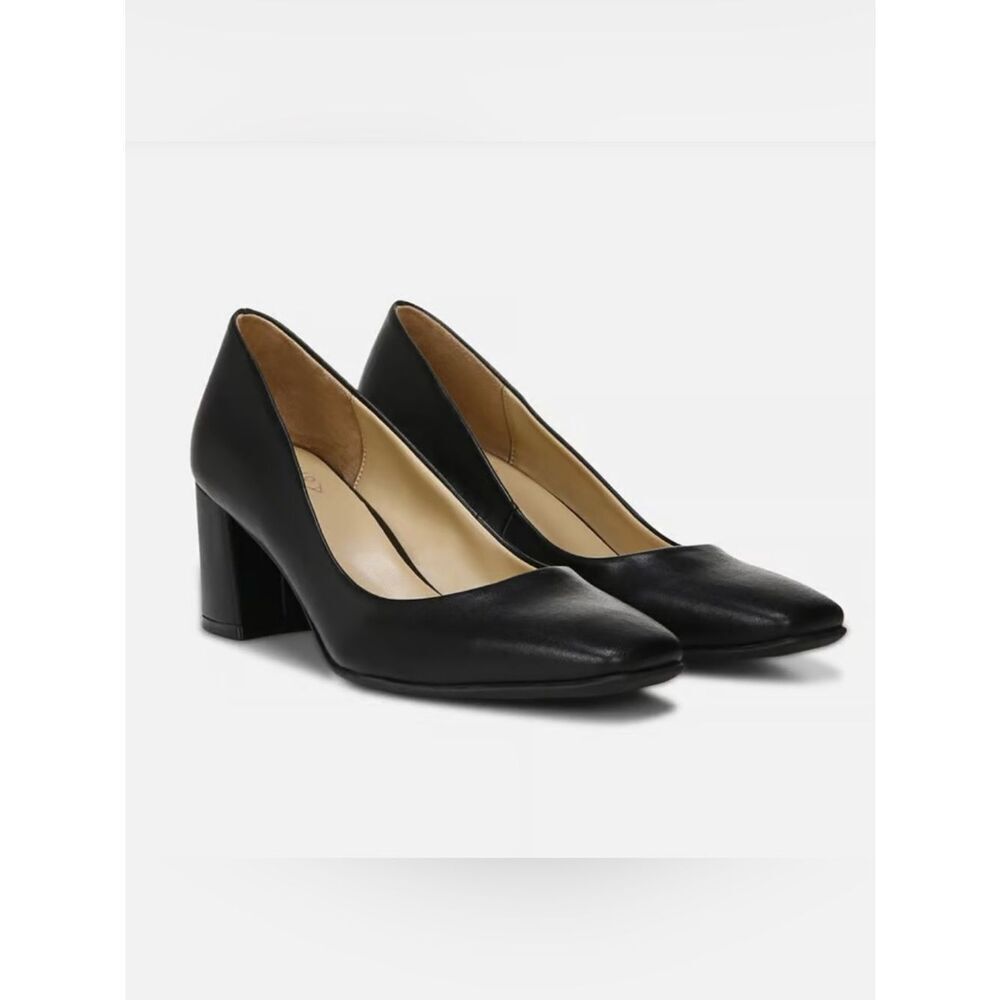 New Black Leather Block Heel Pumps Womens Classic Comfort Career Office Shoes 5M